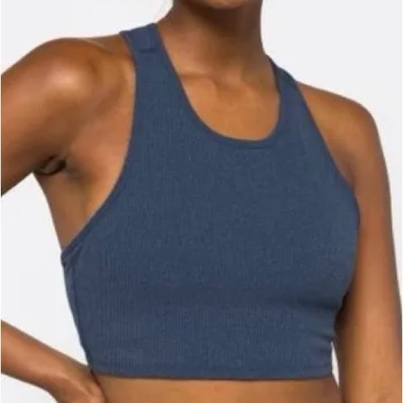 NEW Threads 4 Thought Gray Ribbed Performance Crop Tank - Picture 1 of 7